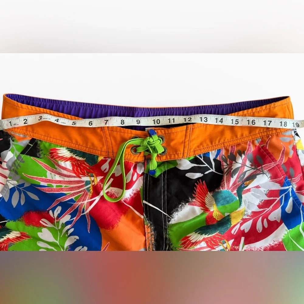 Robert Graham Swim Trunks Mens 38 Colorful‎ Floral Hawaiian Birds of Paradise